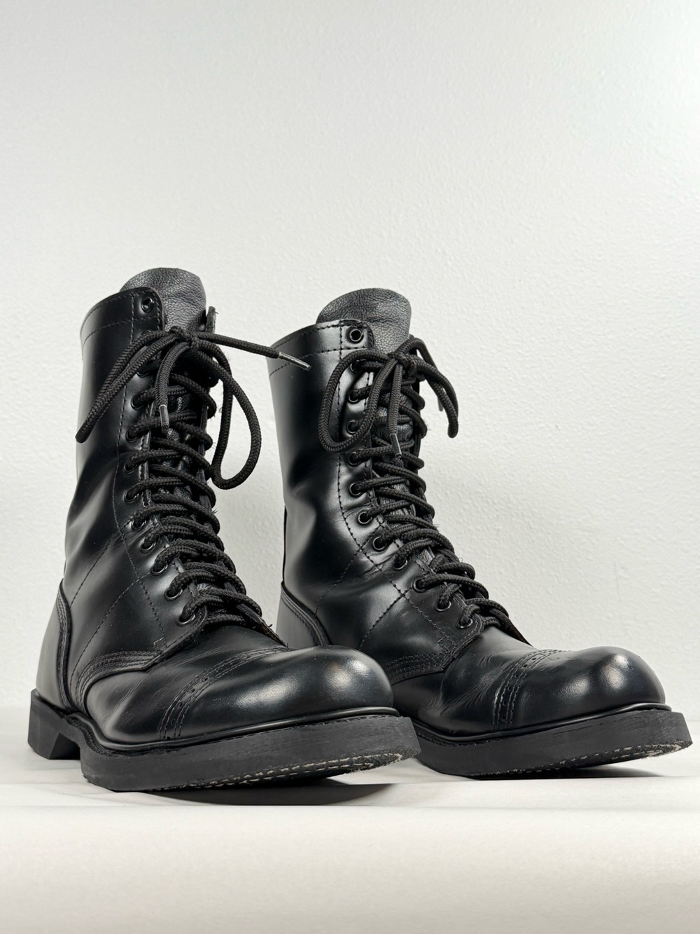 Men's Corcoran 975 Jump Boots Size 8.5 D Black Leather Cap Toe Boots Made in USA